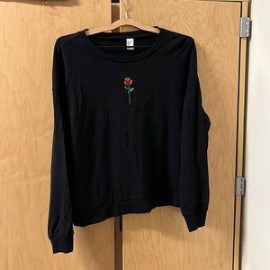 Large Black H&M Sweatshirt with Rose
